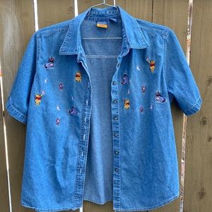Vintage Disney 90s Denim Winnie The Pooh Button-up